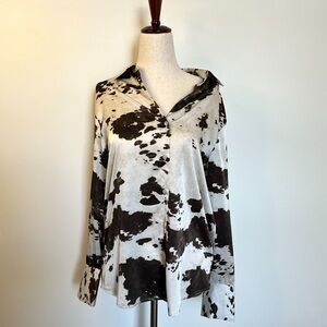 Rachel Zoe Western Cow Print Button-Up Shirt | XS